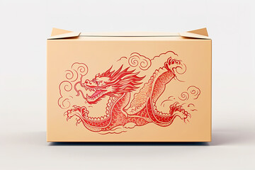 Food packaging box with dragon pattern.