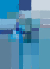 Fototapeta premium Niebieska, abstrakcyjna kompozycja geometryczna 