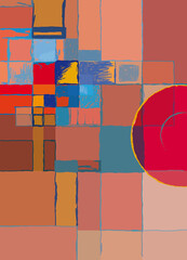 Naklejka premium Abstrakcyjna kompozycja geometryczna w czerwieni