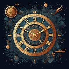 Fototapeta na wymiar Antique classic old clock background. AI generated image