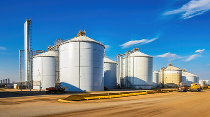 Fototapeta premium Tanks for storing grain, fuel, petrochemical products.