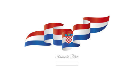 Croatia red white blue wavy flag ribbon concept design template. Premium Croatian flag vector illustration design on isolated white background