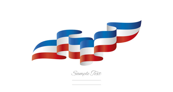 France blue white red wavy flag ribbon concept design template. Premium French flag vector illustration design on isolated white background