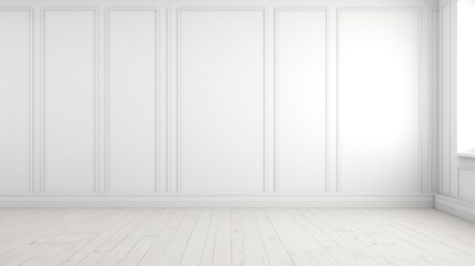 Interior empty blank white wall room. AI generated image