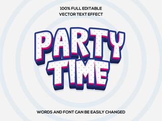 Party Time 3d Editable text effect vector