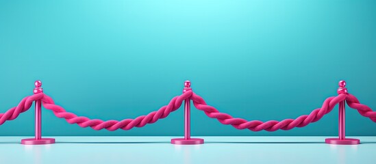 Pink rope icon isolated on blue background VIP event Celebrity party entrance Minimalism concept illustration