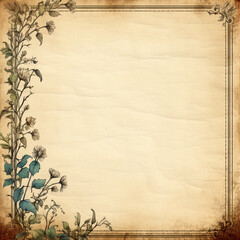 old paper background with decorative leaves,