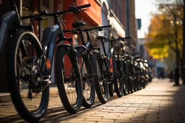 Foto auf Acrylglas Lots Of Parked Bicycles on road side. © PRASANNAPIX