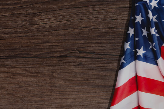 USA or American flag on white wood background 3D render. Veterans Day, Memorial Day, Independence Day, Labor Day.