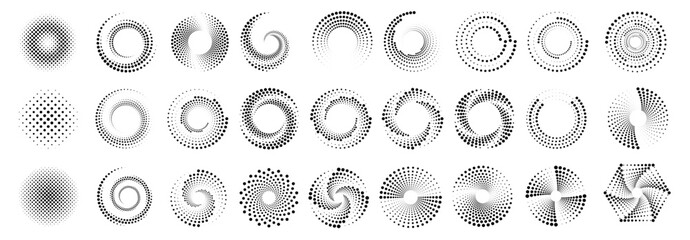 Abstract circle consisting of many dots set