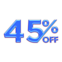 45 Percent Discount Offers Tag with Blue Glosse Style Design