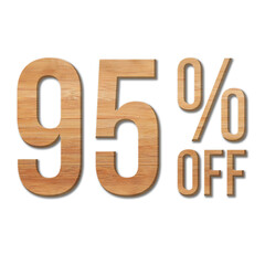 95 Percent Discount Offers Tag with Wood Style Design