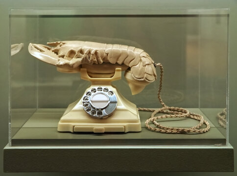 Art collection of Berardo museum in the cultural center of Belem in Lisbon Portugal - Lobster telephone