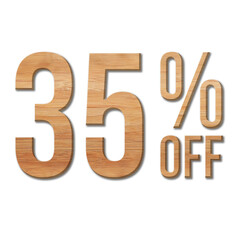 35 Percent Discount Offers Tag with Wood Style Design