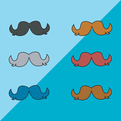 Retro Man Mustache Vector Set. Vector set Of Hipster Mustache Isolated On Blue Background.Nft Accessories