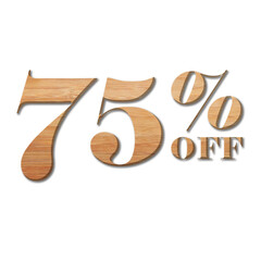 75 Percent Discount Offers Tag with Wood Style Design