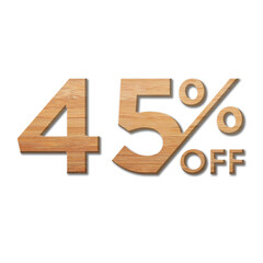 45 Percent Discount Offers Tag with Wood Style Design