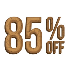 85 Percent Discount Offers Tag with Mud Style Design