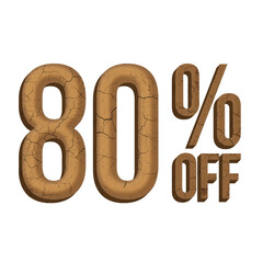 80 Percent Discount Offers Tag with Mud Style Design