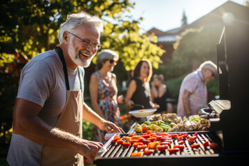 Joy of seniors continuing the tradition of barbecue gatherings, passing down their skills and love for good food