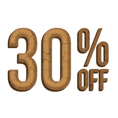 30 Percent Discount Offers Tag with Mud Style Design