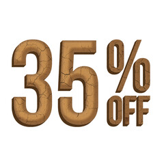 35 Percent Discount Offers Tag with Mud Style Design