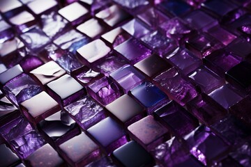 Purple Mosaic Harmony, a Captivating Tiles Background Texture Weaving an Intricate Tapestry of Colors and Geometric Elegance