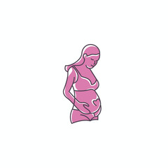 pregnancy vector illustration, maternity mother, mom, women logo design concept with overlay, colorful and modern style