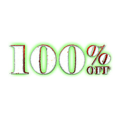 100 Percent Discount Offers Tag with Hurror Style Design