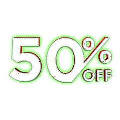 50 Percent Discount Offers Tag with Hurror Style Design
