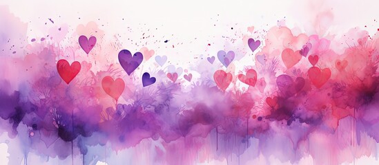 Romantic watercolor background with artistic paint stains and drips special design for Valentine s Day or wedding celebrations