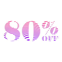 80 Percent Discount Offers Tag with Waves Style Design