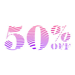 50 Percent Discount Offers Tag with Waves Style Design
