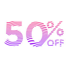 50 Percent Discount Offers Tag with Waves Style Design