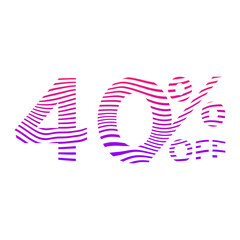 40 Percent Discount Offers Tag with Waves Style Design