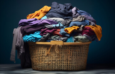 Clothes basket dirty laundry textile - obrazy, fototapety, plakaty