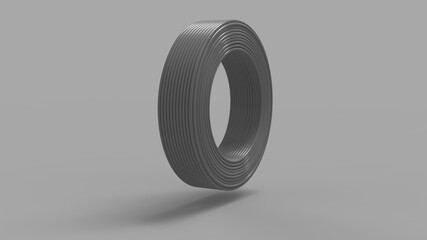 Coil of Electric Cable. Grey Cable coil 3D Rendering