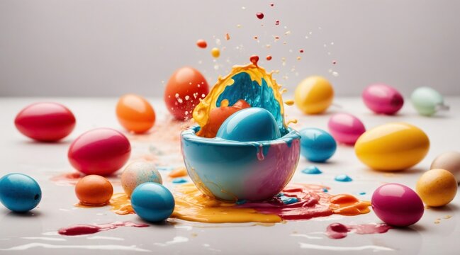 Abstract picture of easter egg painting. Generative AI.