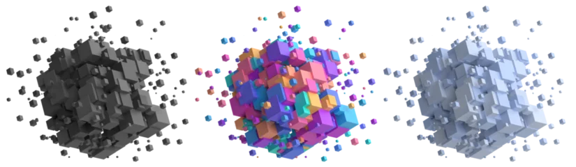 Foto op Canvas Set of colorful cubes, 3d render © VAlex