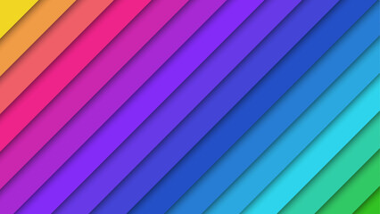 Vector 3D abstract background with saturated rainbow color straight line paper cut layers. Modern concept graphic design for presentation, banner, web, card. - obrazy, fototapety, plakaty