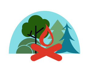 No fire, protection of the forest, danger wildfire. Vector icon isolated flat color