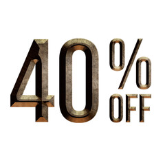 40 Percent Discount Offers Tag with 3D Style Design