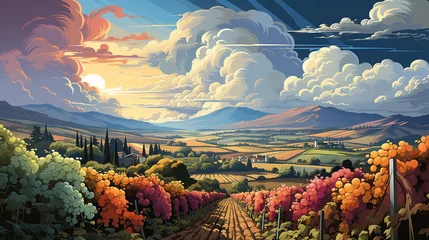 Poster Beautiful artistic autumn landscape of rural provincial area © aviavlad