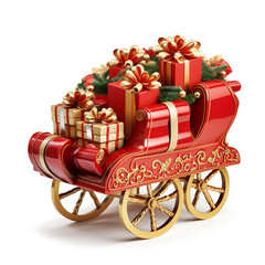 PrintSleigh with presents isolated on a white background, AI Generative.