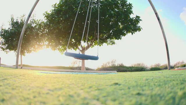 empty swing in the children's park.