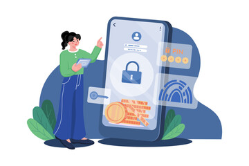 Crypto Security Illustration concept on white background