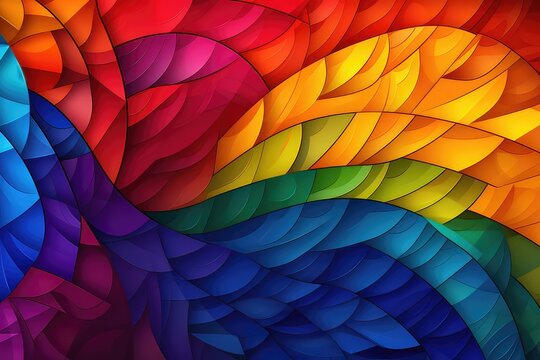 Abstract background of autumn patterns and pride colors for LGBT history month in October, LGBTQIA+-history month or Pride history month, with lot of negative space