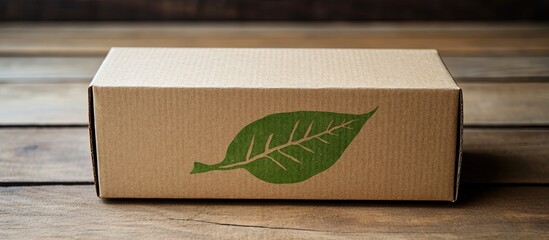 Eco symbol stamped on cardboard box emphasizing sustainability and nature