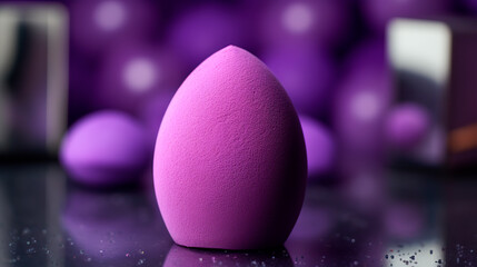 close up of purple makeup sponge