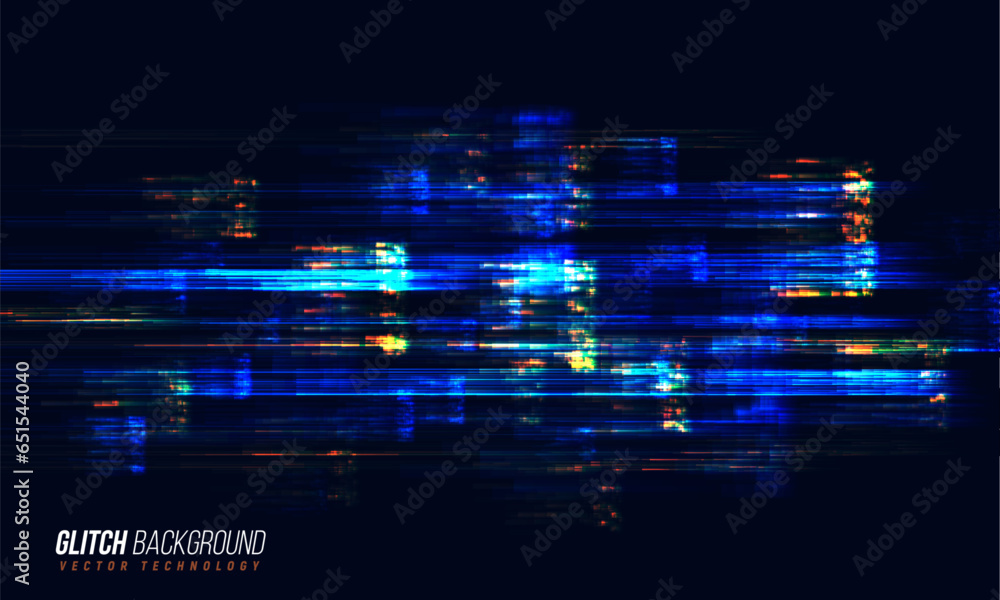Poster glitch background. abstract noise effect, error signal, television technical problem. vector illustr